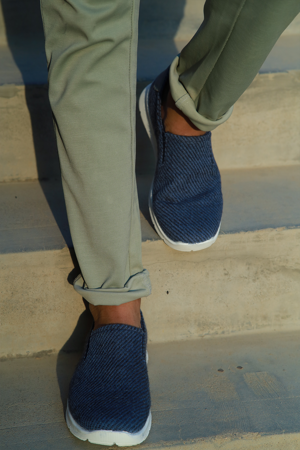 Yaar Men's Slip-on Shoes Indigo Twill