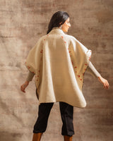 Dhaani Ivory Handwoven Woolen Flared Cape