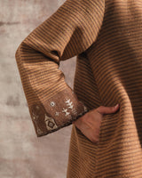 Dhaani Brown Striped Handwoven Woolen Jacket