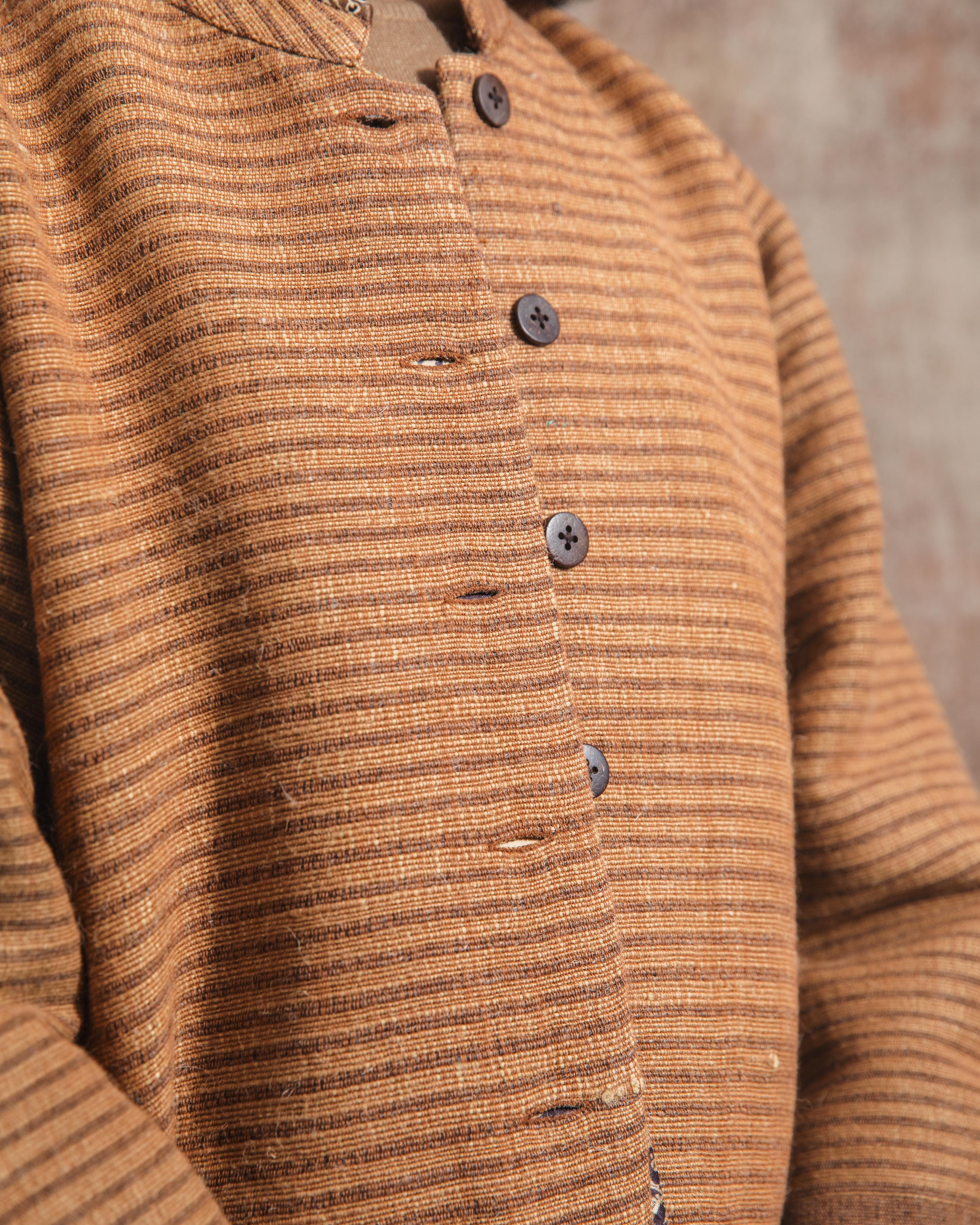 Dhaani Brown Striped Handwoven Woolen Jacket