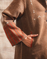 Dhaani Brown Handwoven Woolen Long Jacket