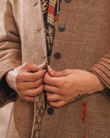 Dhaani Natural Handwoven Woolen Jacket with Roll-Over Sleeves