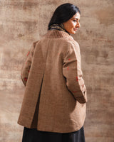 Dhaani Natural Handwoven Woolen Jacket with Roll-Over Sleeves