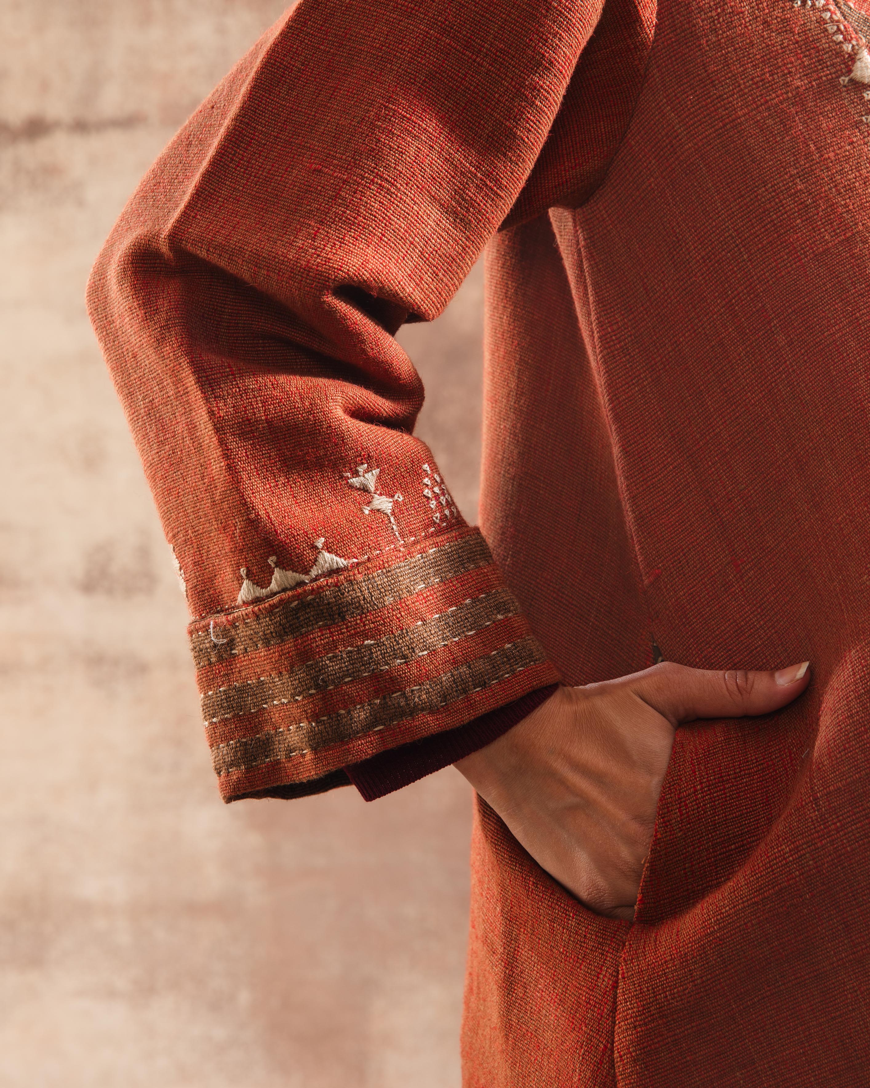 Dhaani Rust Handwoven Woolen Tunic