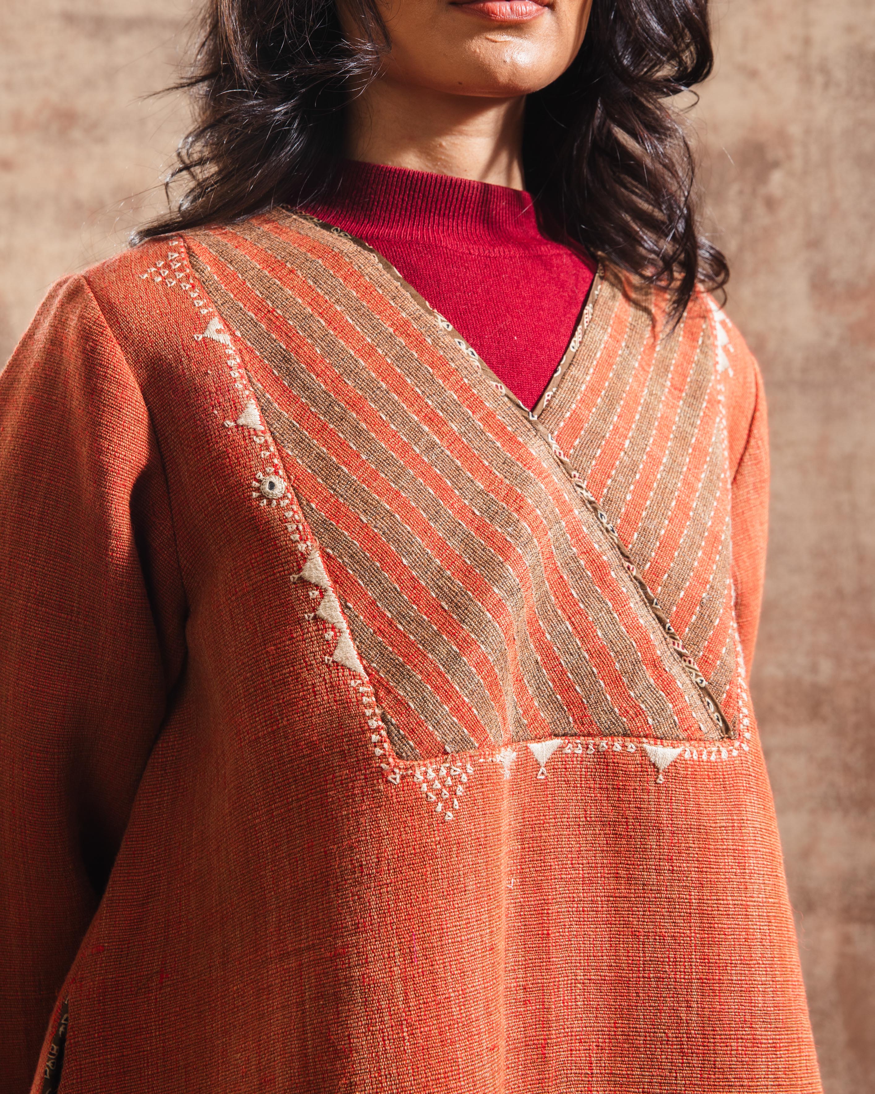 Dhaani Rust Handwoven Woolen Tunic