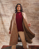 Dhaani Natural Handwoven Woolen Long Overlap Jacket