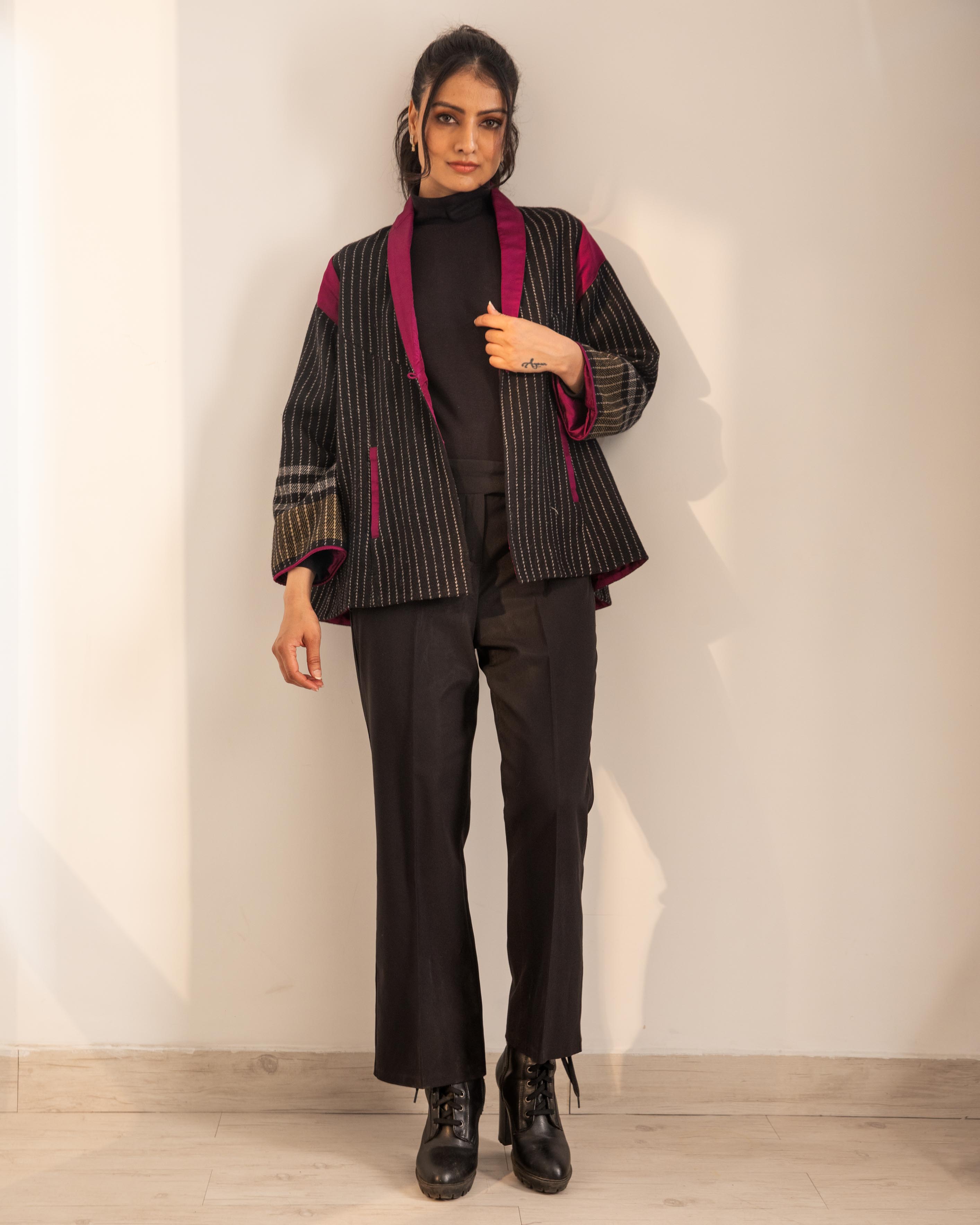 Gurez Black Handwoven Woolen Jacket