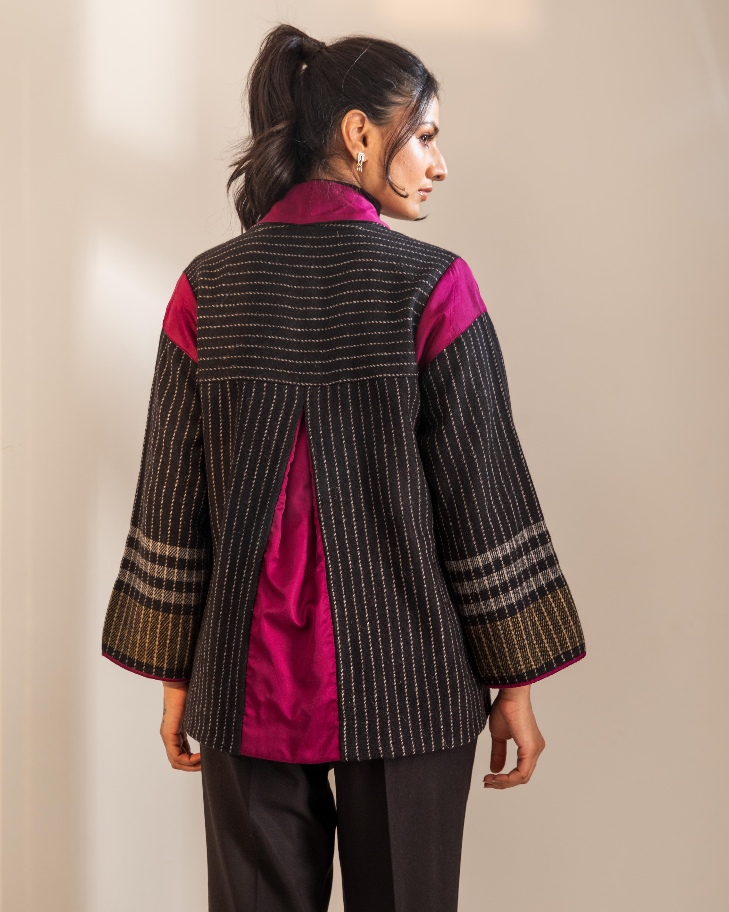 Gurez Black Handwoven Woolen Jacket