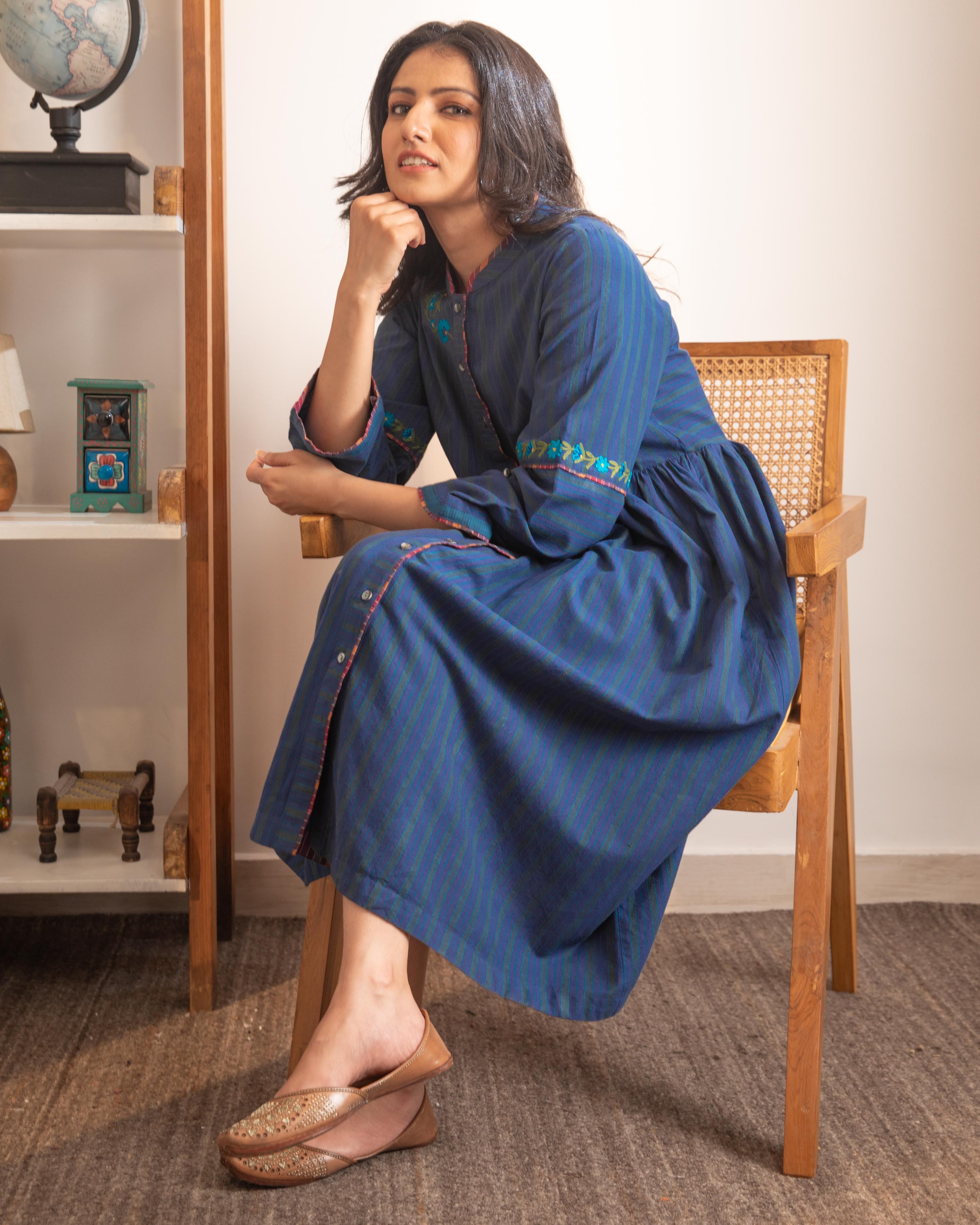 Haveli Blue Crewel Dress