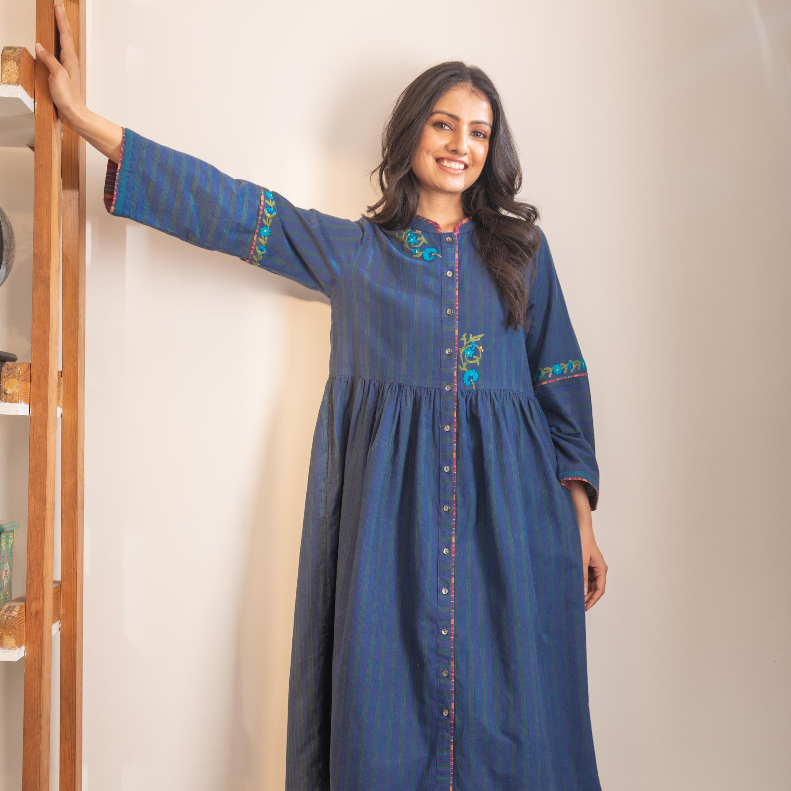 Haveli Blue Crewel Dress