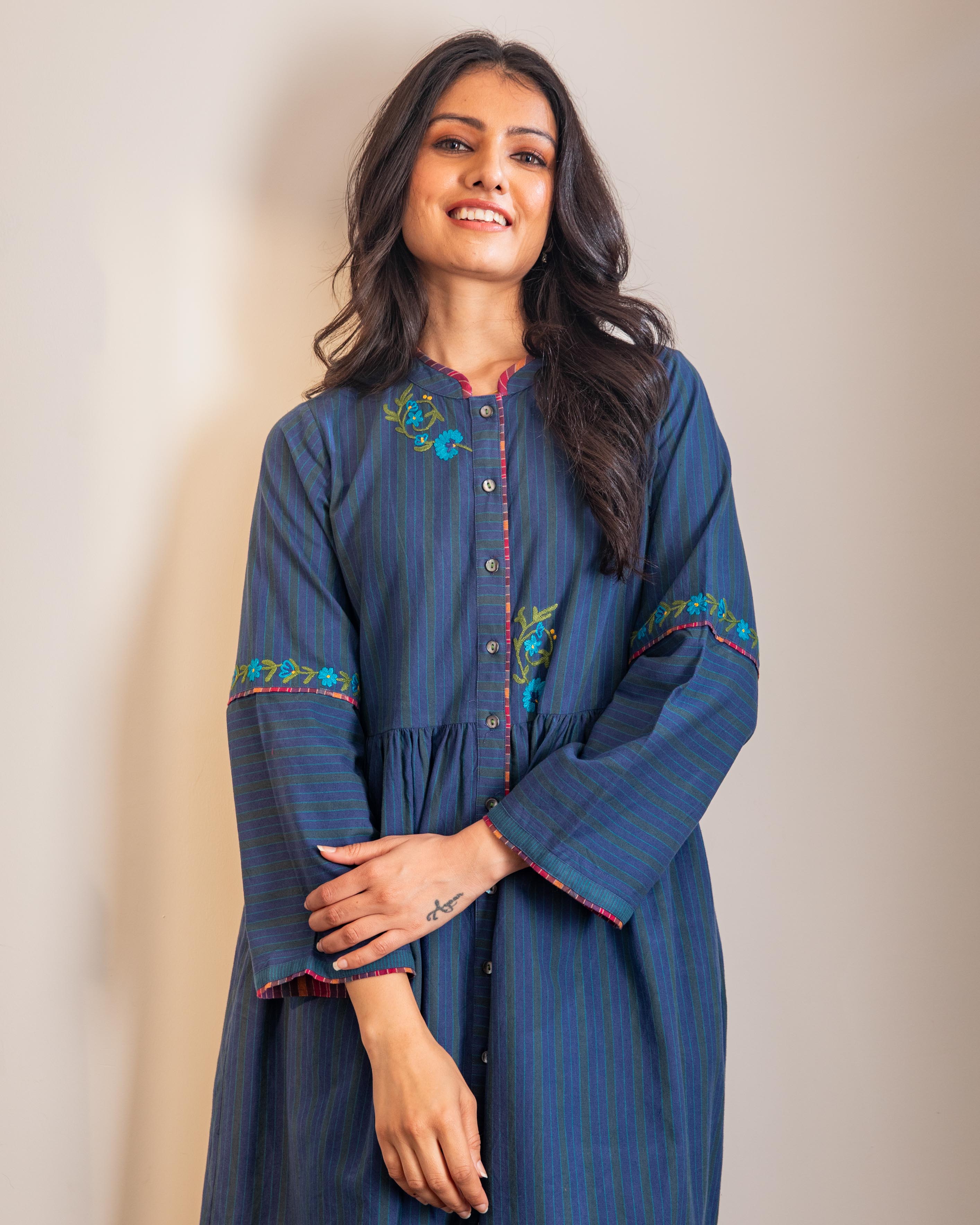 Haveli Blue Crewel Dress