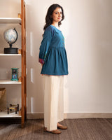 Haveli Crewel Blue Flared Top