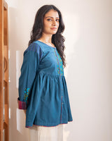 Haveli Crewel Blue Flared Top