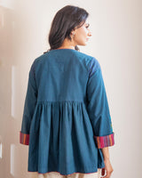 Haveli Crewel Blue Flared Top