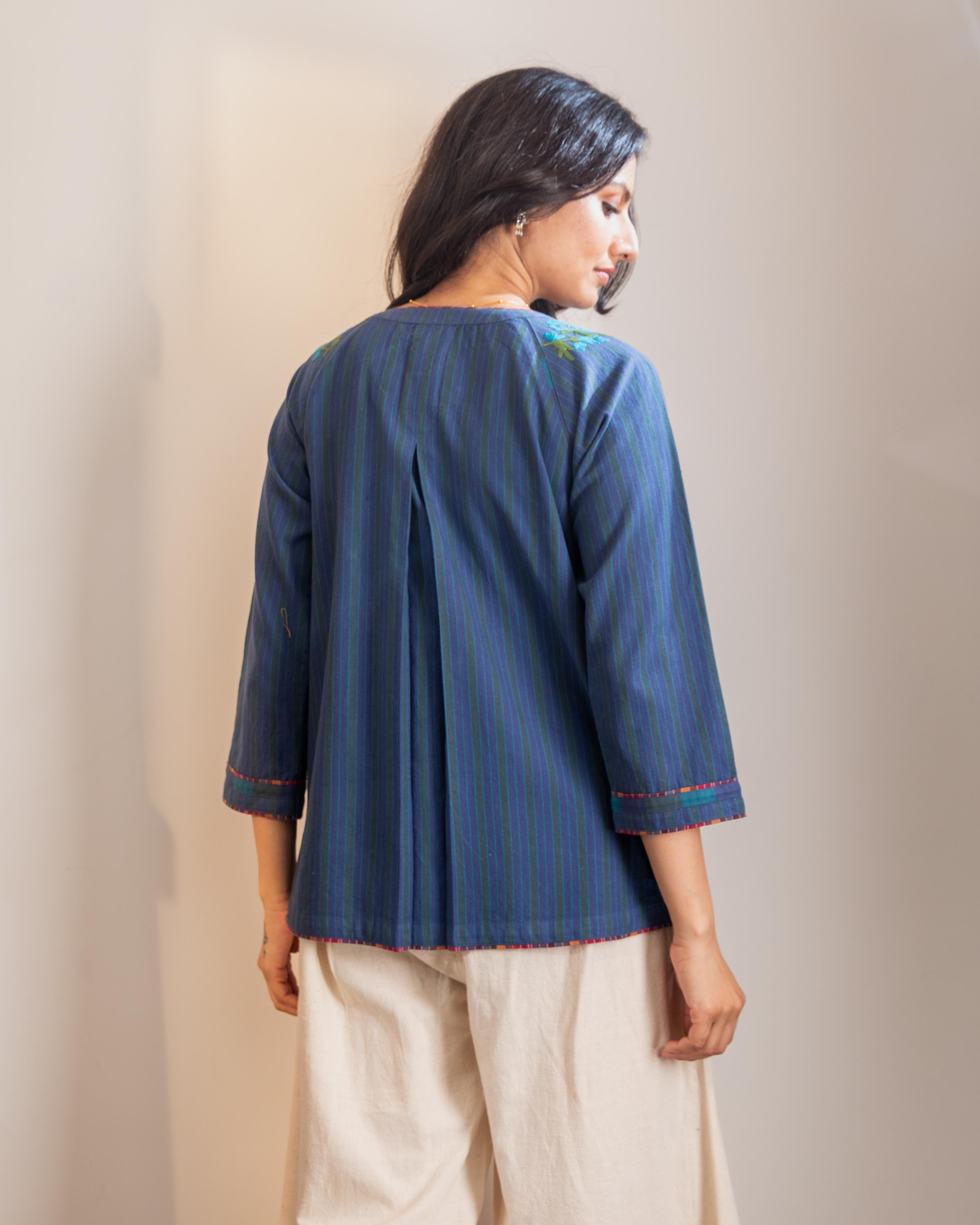 Haveli Crewel Blue Top