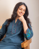 Haveli Crewel Blue Kurta