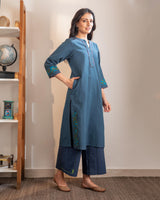 Haveli Crewel Blue Kurta