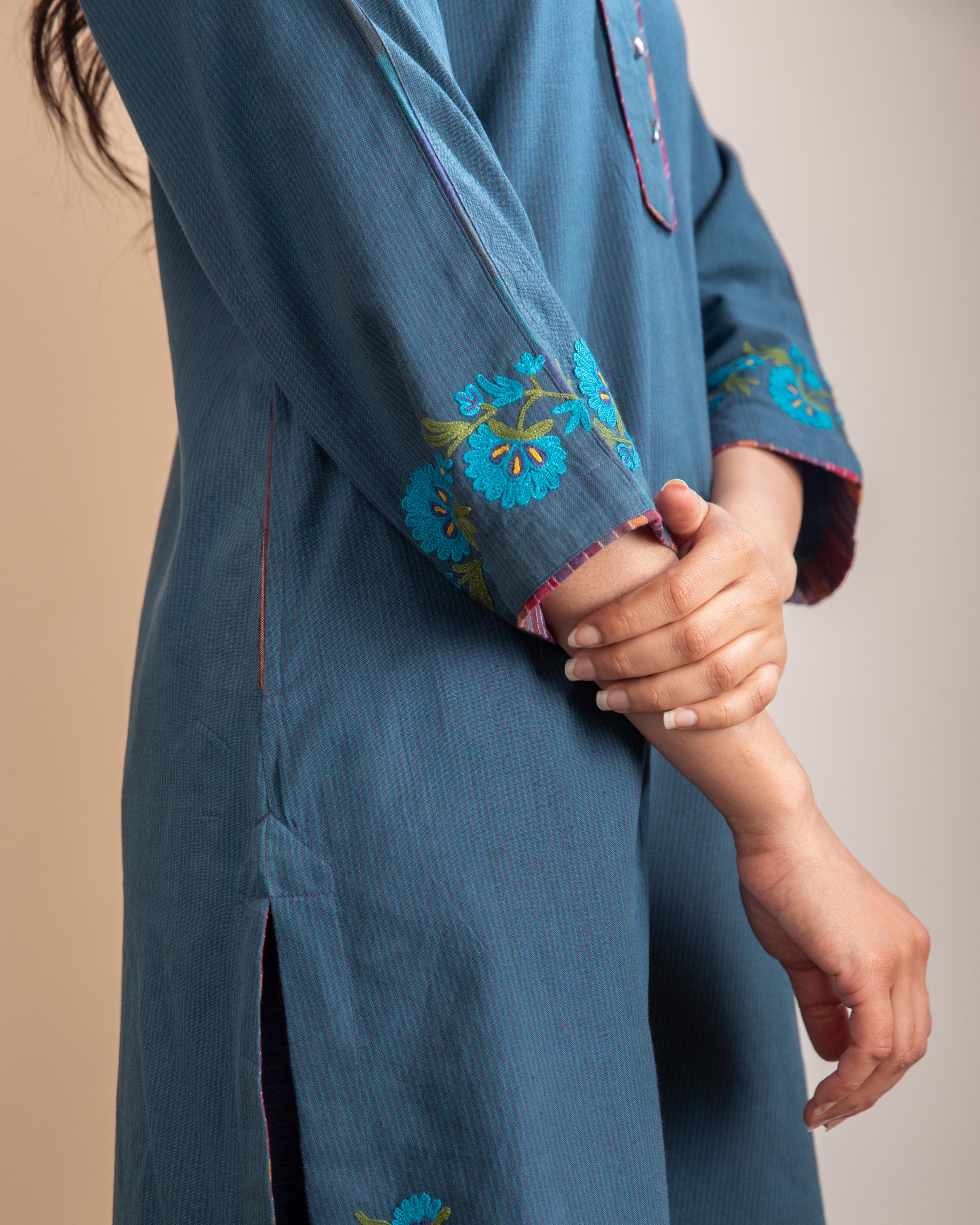 Haveli Crewel Blue Kurta