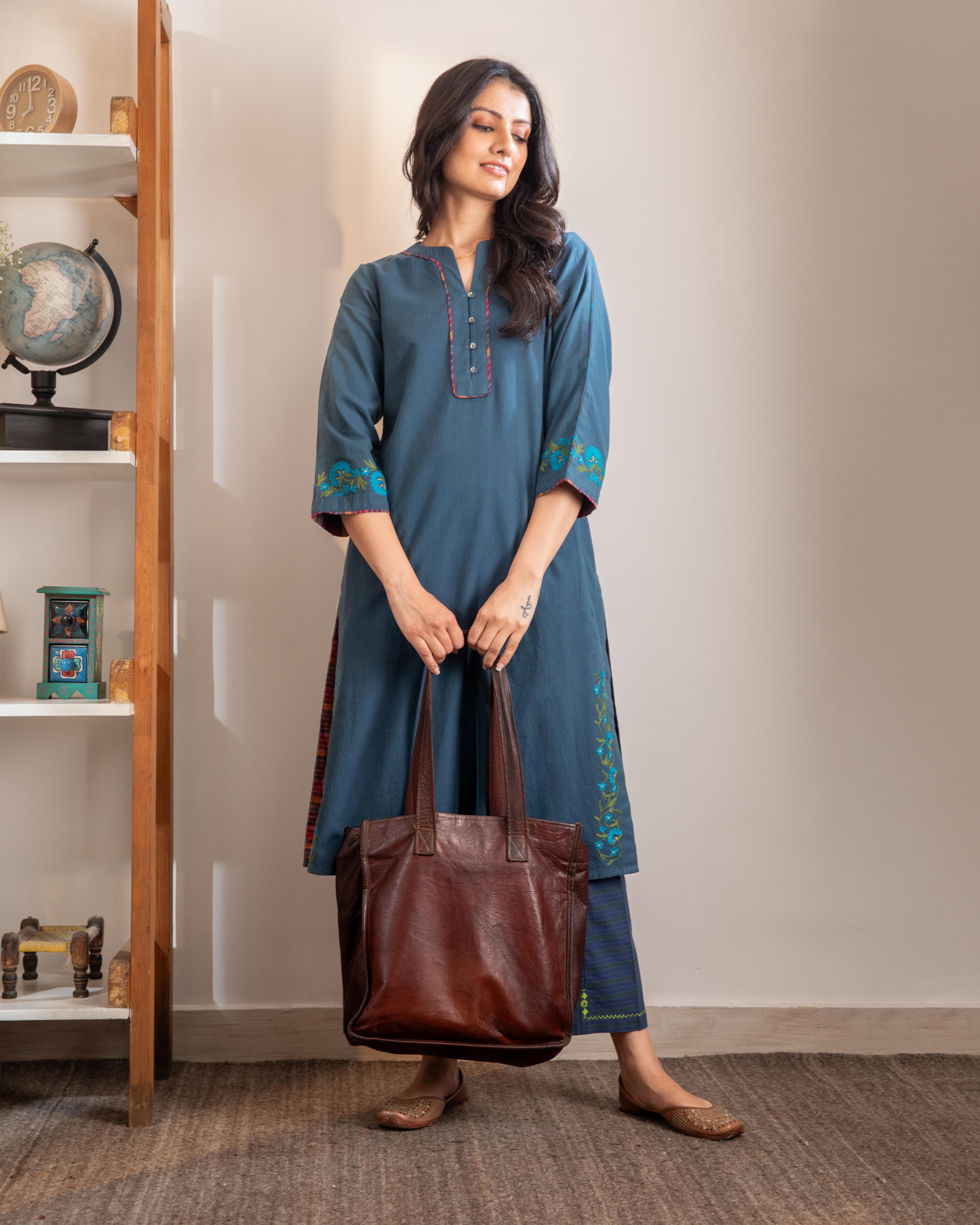 Haveli Crewel Blue Kurta