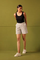 Neera Black & White Mid Thigh Shorts