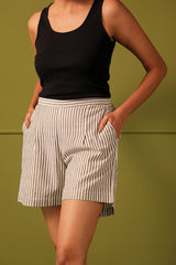 Neera Black & White Mid Thigh Shorts