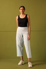 Neera Powder Blue Straight Full Length Pants