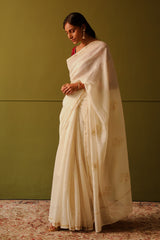 Saba Off-White Crewel Embroidered Persian Flower Saree