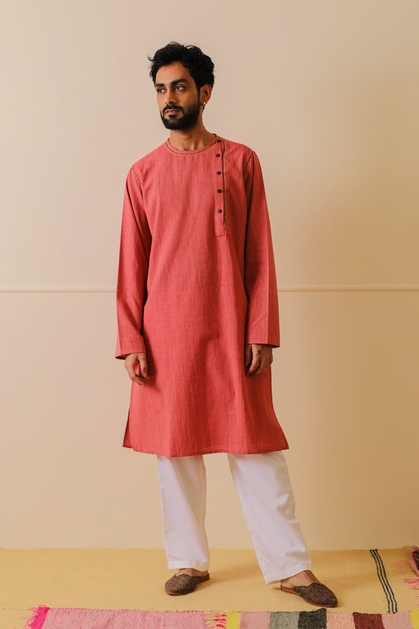 Rohil Cotton Awadh Kurta With Soof Embroidery