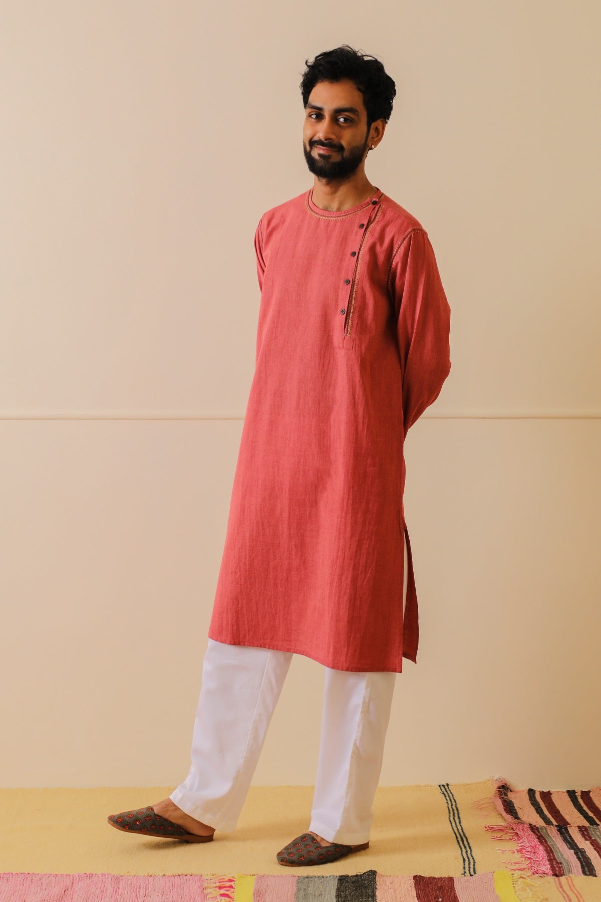 Rohil Cotton Awadh Kurta With Soof Embroidery