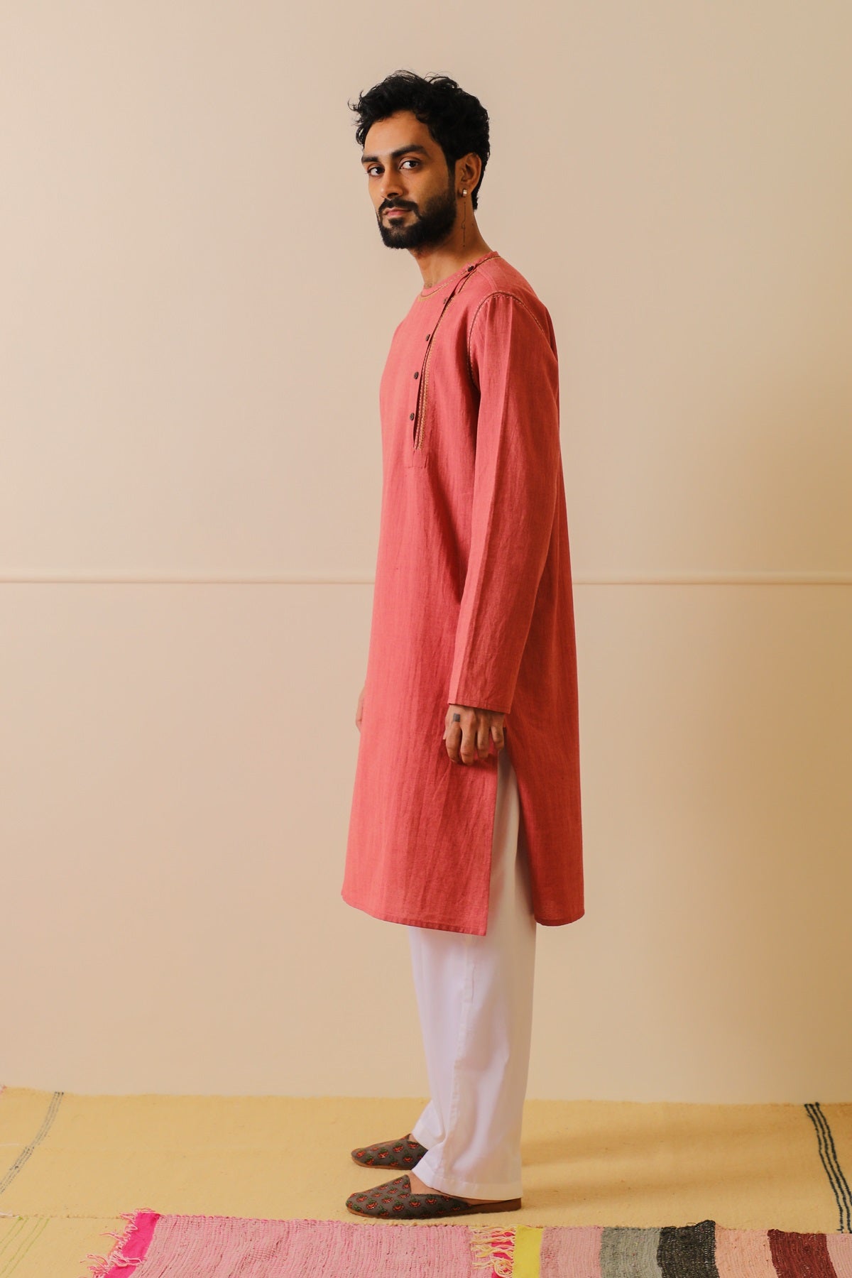 Rohil Cotton Awadh Kurta With Soof Embroidery