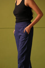 Neera Navy Ankle Length Jogger Pants