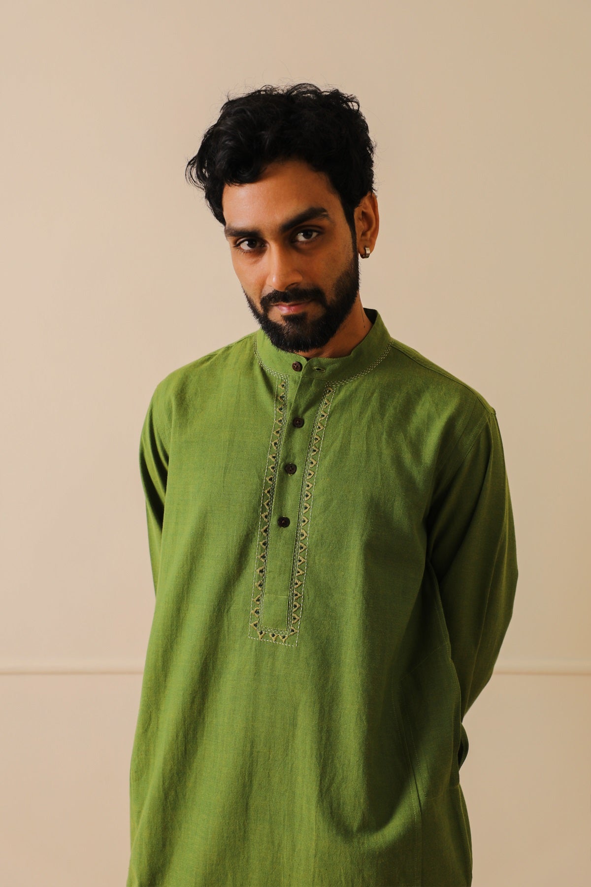Rohil Green Cotton Kurta With Soof Embroidery