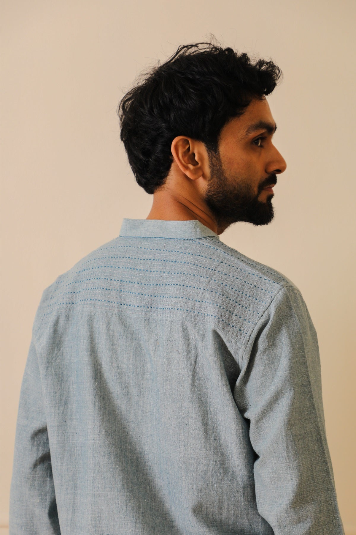 Rohil Short Cotton Kurta With Pakoh Embroidery