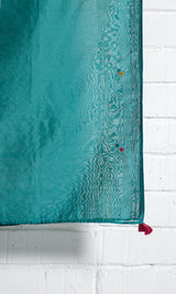 Tara Teal Mirror With Taka Lines on Border Dupatta