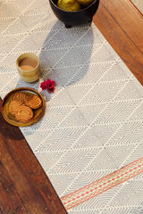 Aaira Grey Table Runner With Geometric Patterns