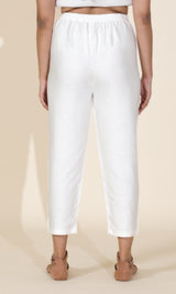 Tara White Tussar Cotton Straight Pant