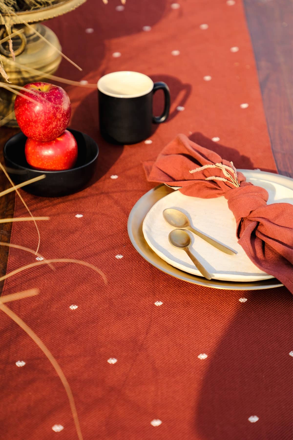 Urvi Brown Table Runner Woven With Extra Weft