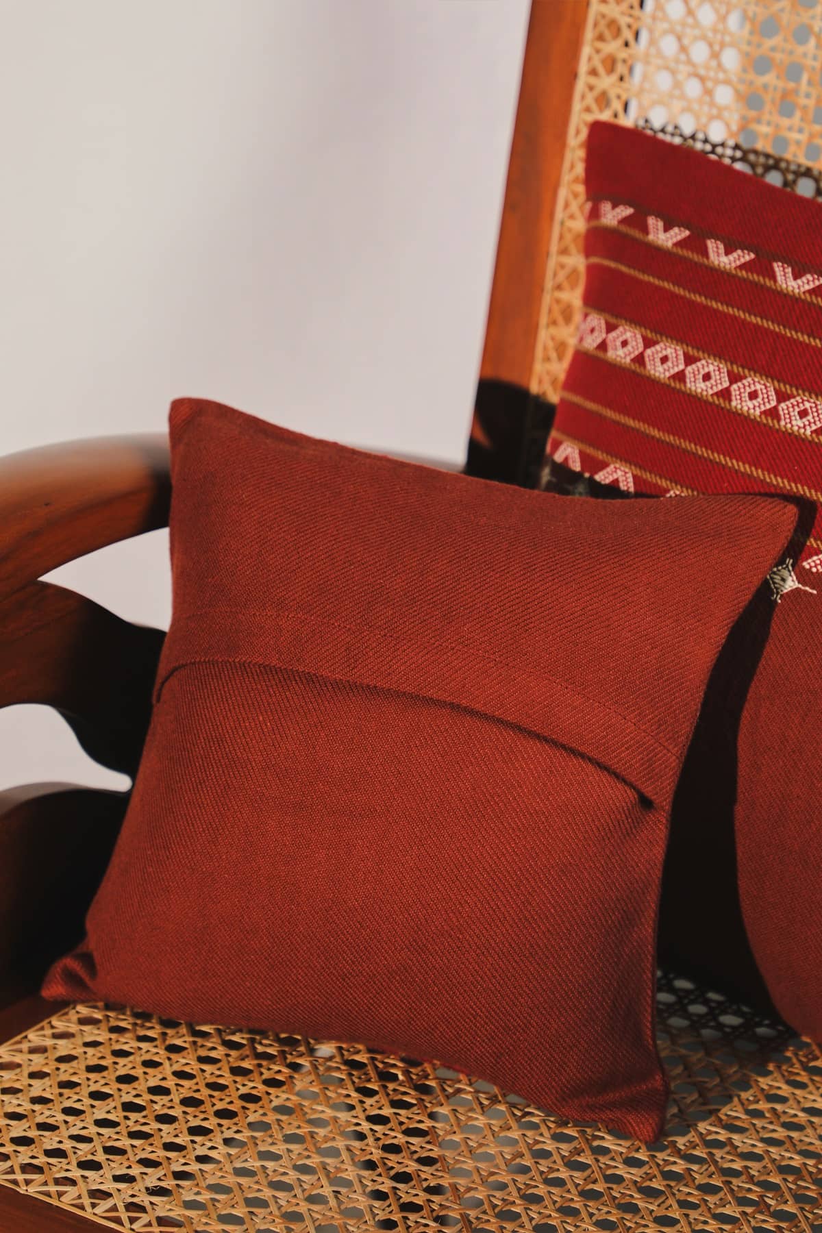 Urvi Brown Cushion Cover With Contrast Band Woven In Extra Weft