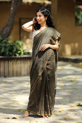 Naira Hand Printed And Contrast Thread Embroidered Multicolor Saree