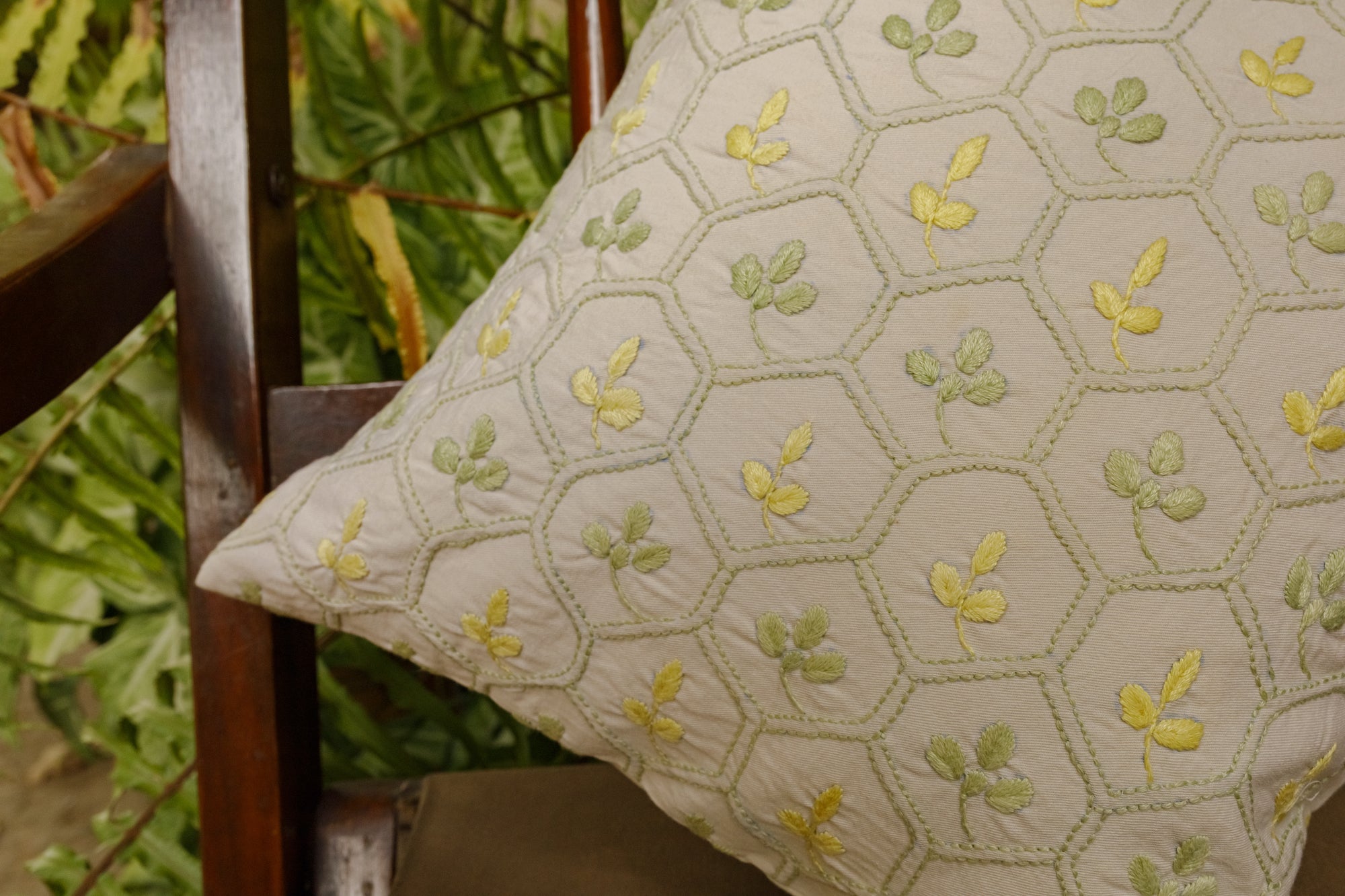 Bageecha Chikankari Honeycomb Cushion Cover (Small)