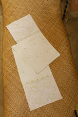 Bageecha Pink & Green Chikankari Jal & Butti Table Runner