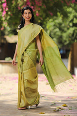 Genda Phool Green Small Check Saree