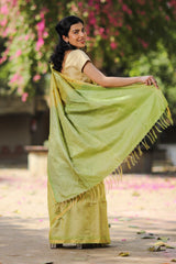 Genda Phool Green Small Check Saree