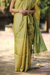 Genda Phool Green Small Check Saree