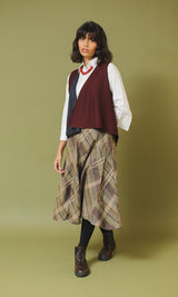 Meher Maroon and Black Handwoven Woollen Overlay Sleeveless Jacket