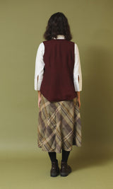 Meher Maroon and Black Handwoven Woollen Overlay Sleeveless Jacket