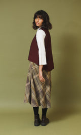 Meher Maroon and Black Handwoven Woollen Overlay Sleeveless Jacket