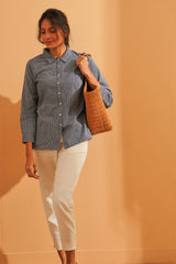 Maya Navy Handwoven Striped Shirt