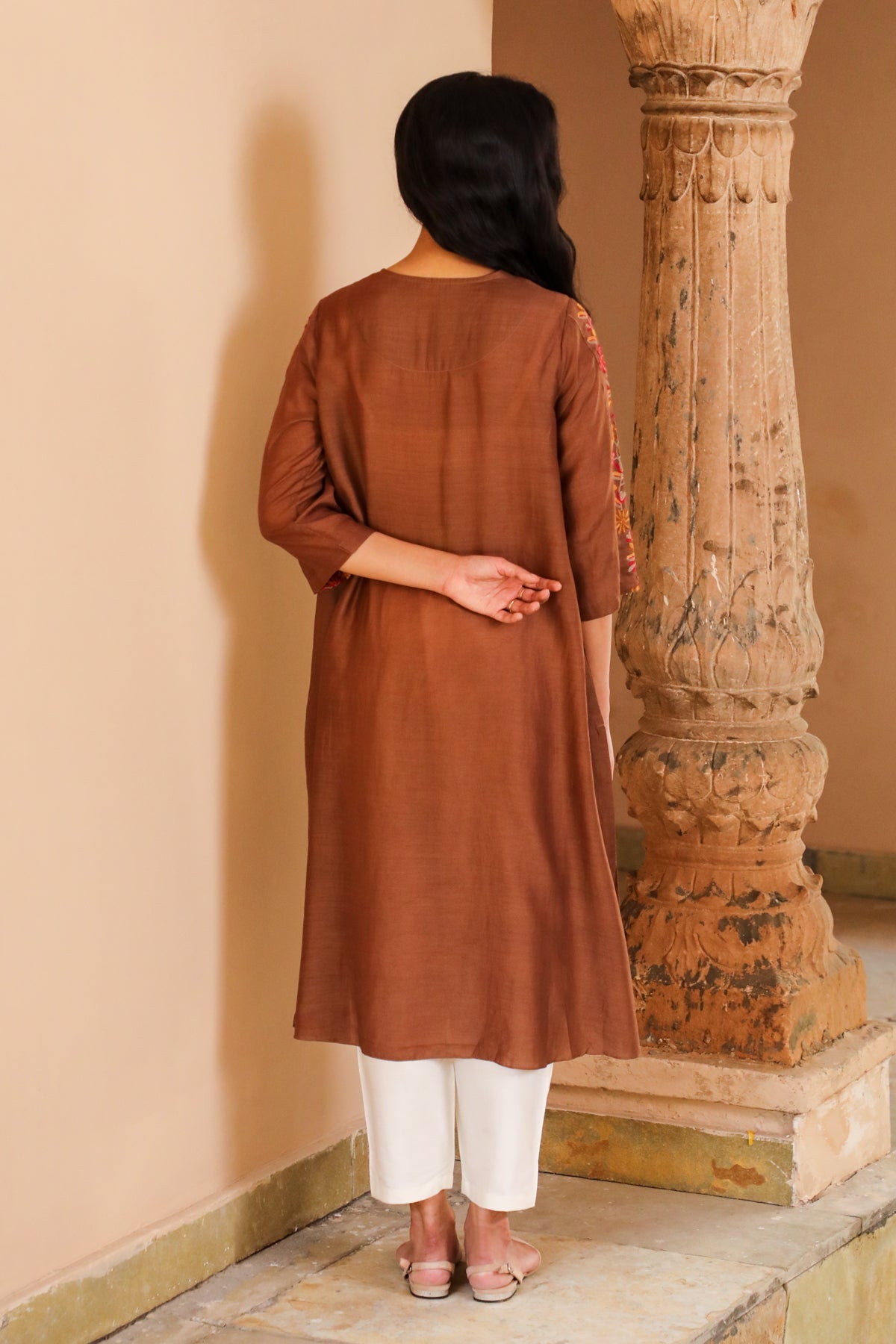 Brown Color Party Wear Printed Straight Kurti  ANOKHI FASHION