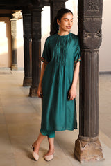 Juhi Teal Kurta With Crewel Embroidery